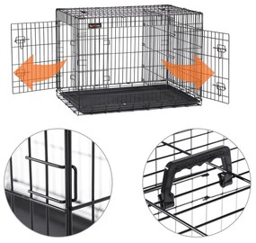 FEANDREA Klietka pre psa FEANDREA, prepravka pre psa s 2 dvierkami, 122 x 74,5 x 80,5 cm, čierna PPD48BK