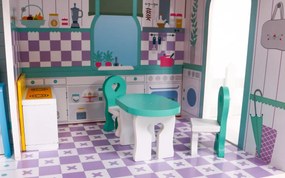 Veľký drevený domček pre bábiky ružovej farby pre deti od 3 rokov, doplnky, nábytok + 3 poschodia