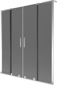 Mexen Velar L Duo, 2-krídlová posuvná vaňová zástena 140 x 150 cm, 8mm šedé sklo, chrómová, 896-140-003-42-01