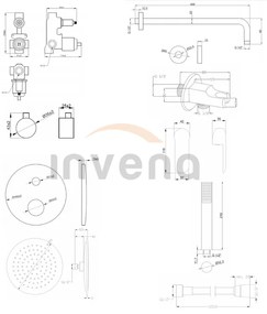 Invena Siros, podomietková sprchová sada s 2-výstupovým telesom, čierna matná, INV-BS-90-012-A