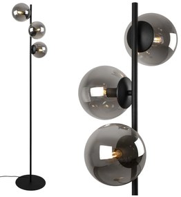 Stojacia lampa Paris, 3x grafitové sklenené tienidlo, B