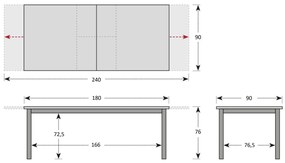 Doppler FIRENZE - záhradný hliníkový rozkládací stôl 180/240 x 90 x 75 cm, hliník + sklo