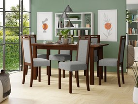 Rozkladací stôl so 6 stoličkami AL10, Morenie: orech, Poťahové látky: Hygge D91