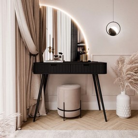 Toaletný stolík CORA II čierny + led oblúk zrkadlo