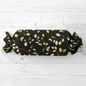 Biante Vankúš valec bonbon Sandra SA-722 Vetvičky s lístkami na tmavo zelenom 15x40 cm