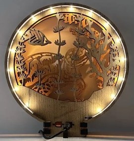 Drevená lampička na nočný stolík Korytnačka