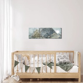 Obraz - Pyramídy v modrom filtri (s hodinami) (90x30 cm)