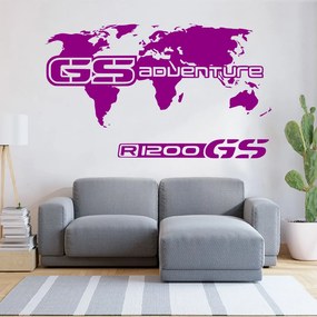 Veselá Stena Samolepka GS Adventure Mapa Farba: fialová, Veľkosť: 60 x 35 cm
