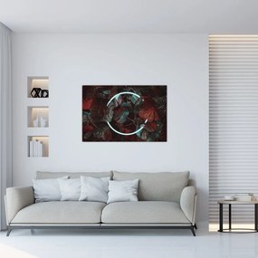 Obraz - Neónový kruh medzi palmami (90x60 cm)