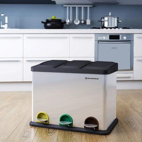 Odpadkový kôš 3x15 L strieborný