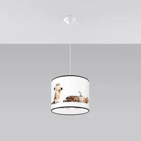 Detské závesné svietidlo Kitty, 1x plastové tienidlo so vzorom, (fi 30 cm)
