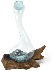 Roztavené sklo na dreve - Karafa na víno
