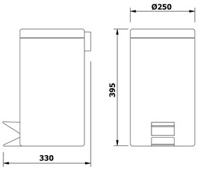 AQUALINE 27112 Simple line odpadkový kôš okrúhly 12 l, nehrdz. oceľ