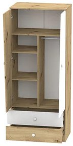 Šatníková skriňa Seraphina WK1 (dub artisan + biela + sivá). Vlastná spoľahlivá doprava až k Vám domov. 1122578