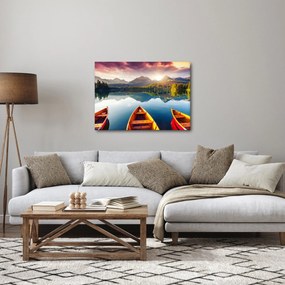Obraz - Jazero s loďkami (70x50 cm)