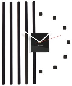 Dizajnové nástenné hodiny štvorce Flex z10b, 58 cm, čierne