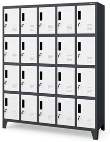 Kovová skriňa s 20 boxami ROBERT, 1360 x 1720 x 450 mm, antracitovo biela