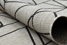 Behúň SIZAL FLOORLUX 20605 trojuholníky geometrický - strieborný, čierny