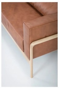 Koňakovohnedá pohovka z byvolej kože s konštrukciou z dubového dreva Gazzda Fawn, 240 cm