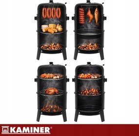 Záhradný gril na drevené uhlie s udiarňou 3 v 1