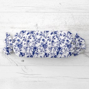 Biante Vankúš valec bonbon Sandra SA-639 Modré kvety na bielom 15x40 cm