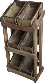 Hnedý regál zo starých foriem na tehly Grimaud - 43*32*92 cm