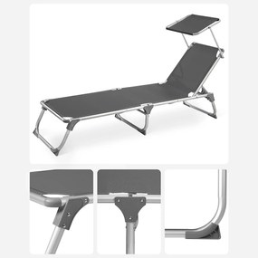 Lehátko, polohovateľné kreslo so slnečníkom, dymovo sivá farba