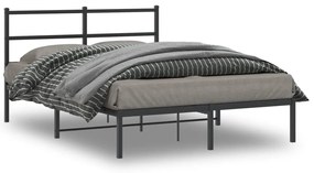 Kovový rám postele s čelom čierny 140x200 cm 355366