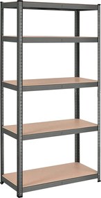 Garážový regál, 5-úrovňový úložný regál, nosnosť 875 kg, sivý