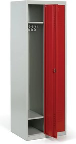 Kovová šatníková skrinka S2, 2-dverová, 1800 x 600 x 500 mm, demont, otočný zámok, červené dvere