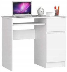 Písací stôl pravý 90 x 55 x 77 cm AKORD Pixel - biely