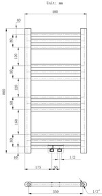 Erga Simple, vykurovacie teleso 800x400 mm, 275 W, čierna, ERG-LAV-SIMP-8040-BK