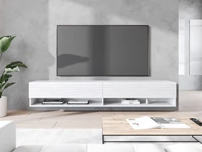 TV stolík/skrinka Adenik 180 MDF, Farby: čierny grafit / čierna fala, Osvetlenie: osvetlenie LED RGB - farebné