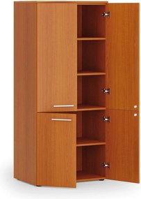 Kancelárska policová skriňa PRIMO WOOD, polené dvere, 800 x 500 x 1781 mm, čerešňa