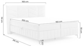 Boxspring posteľ Penia 160x200 s úložným priestorom - sivý hydrofóbny zamat Element 24