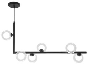 Toolight - Kovová priemyselná sklenená stropná lampa APP755-6CP, čierna, OSW-03988