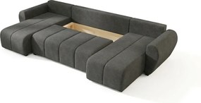 Rozkladacia obojstranná sedacia súprava do U SEVIO 311x145 cm, tmavosivá + 2 vankúšiky ZDARMA