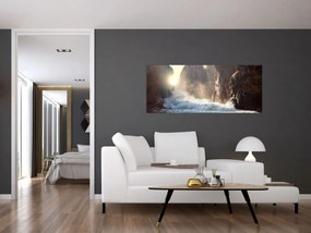 Obraz - Skaly a vlny oceánu (120x50 cm)