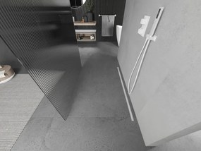 Mexen Kioto, sprchová zástena Walk-In 130 x 200 cm, 8mm sklo s rebrovým vzorom, biela profil, 800-130-002-20-09