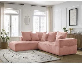 Ružová ženilková rohová pohovka (ľavý roh/do L) Whesley – Bobochic Paris