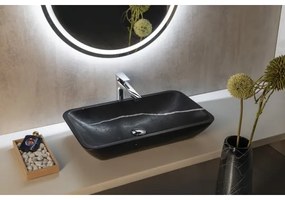 Sapho - Umývadlo na dosku BLOK 60x35 cm kameň/matná čierna