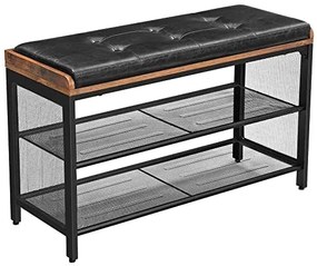 Lavica na topánky, čalúnená,  2 mriežkované police, 48x80x30cm