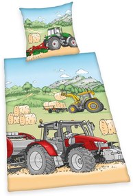 Detská flanelová posteľná bielizeň HerdingTraktor, 135 x 200 cm, 80 x 80 cm