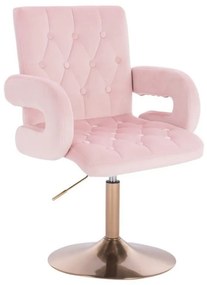 LuxuryForm DESIGN Stolička BOSTON VELUR na zlatom tanieri - svetloružová