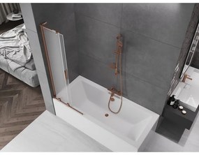 Mexen Velar L, 2-krídlová posuvná vaňová zástena 70 x 150 cm, 8mm sklo námraza, ružové zlato, 896-070-003-31-60