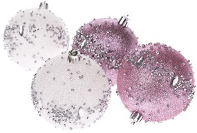 Súprava vianočných ozdôb Silver Glitter, 4 ks, pr. 8 cm, plast