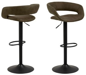 Barová stolička s operadlom Grace do kuchyne, otočná, výškovo nastaviteľná, olivová (84693)