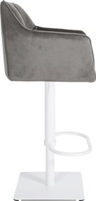 Barová stolička Damaso W - zamat, biely rám - Sivá