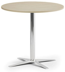 Konferenčný stolík AURA, priemer 80 cm, chróm podnož, breza