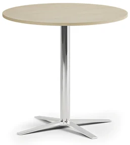Konferenčný stolík AURA, priemer 80 cm, chróm podnož, breza